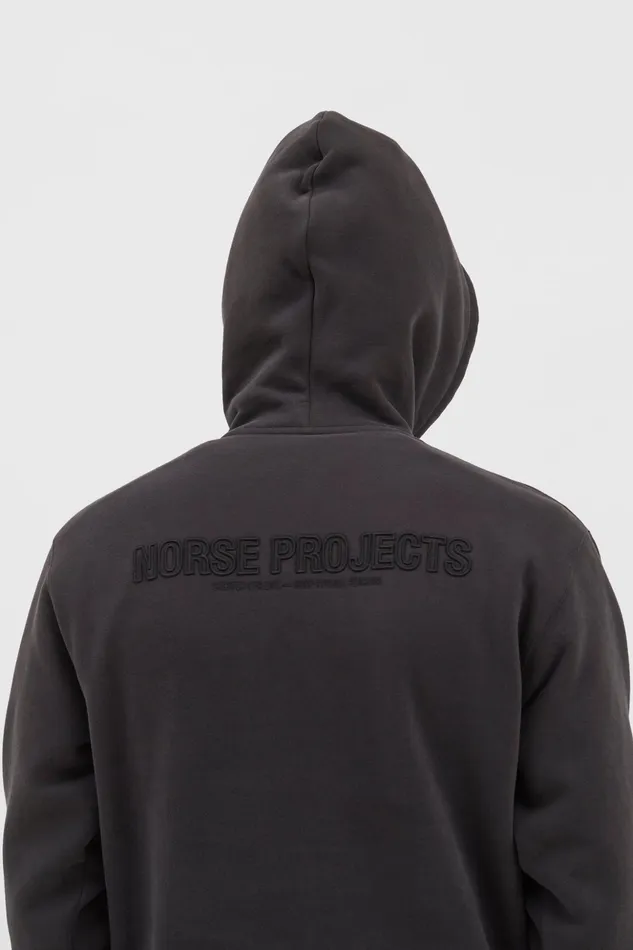 Men Norse Projects Sweatshirts Arne Relaxed Fleece N Logo Hoodie Black