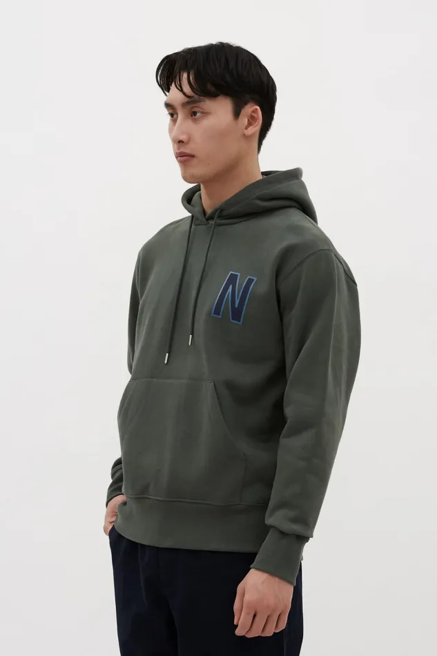 Men Norse Projects Sweatshirts Arne Relaxed Organic Brushed Fleece Large N Hoodie Spruce Green