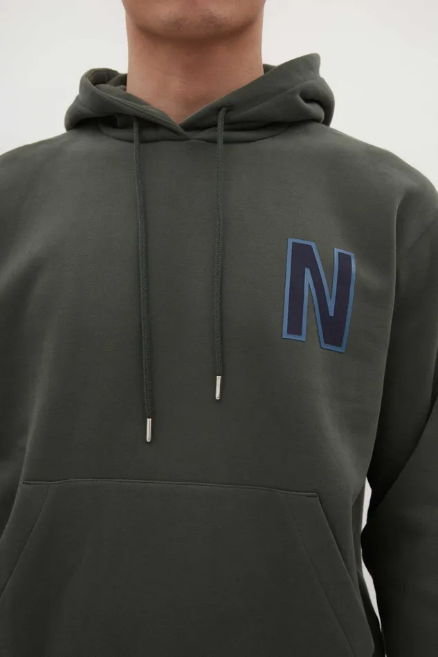 Men Norse Projects Sweatshirts Arne Relaxed Organic Brushed Fleece Large N Hoodie Spruce Green