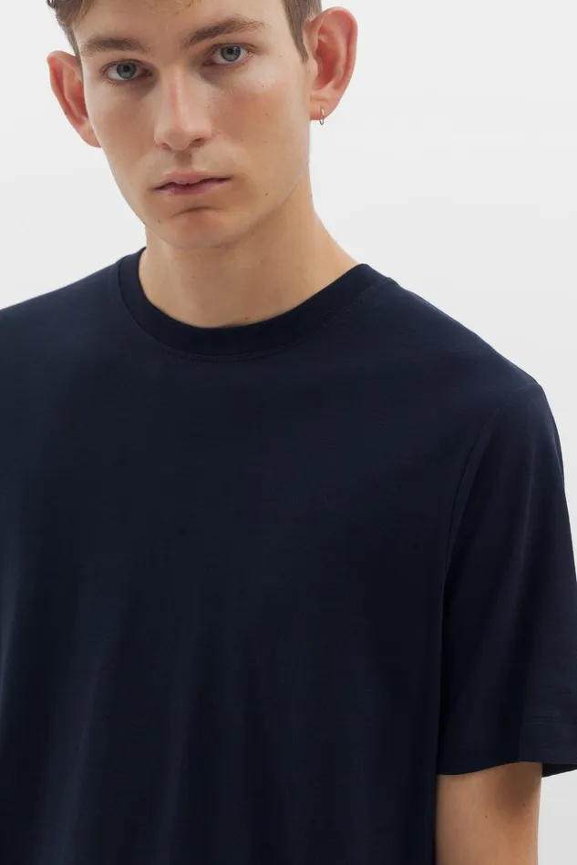 Men Norse Projects TShirts Cotton Crpe Tshirt Dark Navy