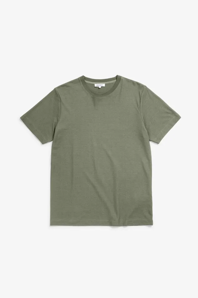 Men Norse Projects TShirts Cotton Crpe Tshirt Sediment Green