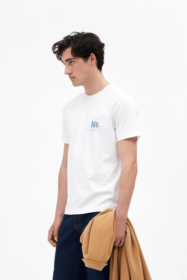 Men Norse Projects TShirts Jakob Interlock Nn Print TShirt White