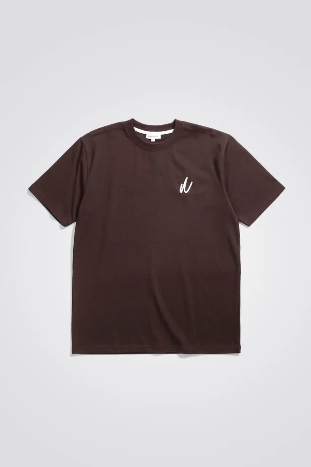 Men Norse Projects TShirts Johannes Chain Stitch Tshirt Heathland Brown