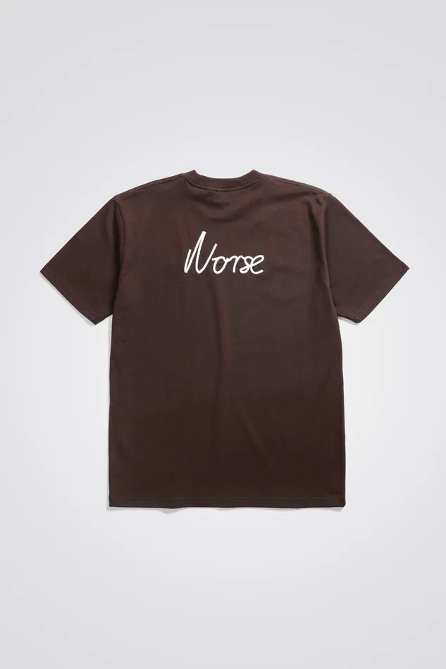 Men Norse Projects TShirts Johannes Chain Stitch Tshirt Heathland Brown
