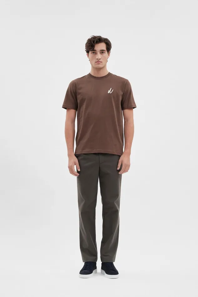 Men Norse Projects TShirts Johannes Chain Stitch Tshirt Heathland Brown