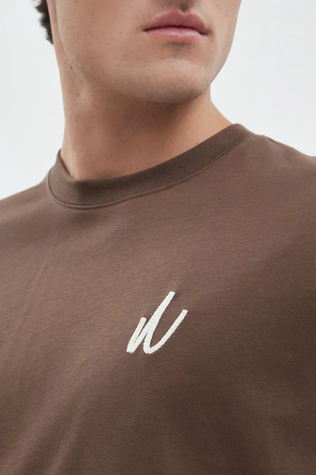 Men Norse Projects TShirts Johannes Chain Stitch Tshirt Heathland Brown