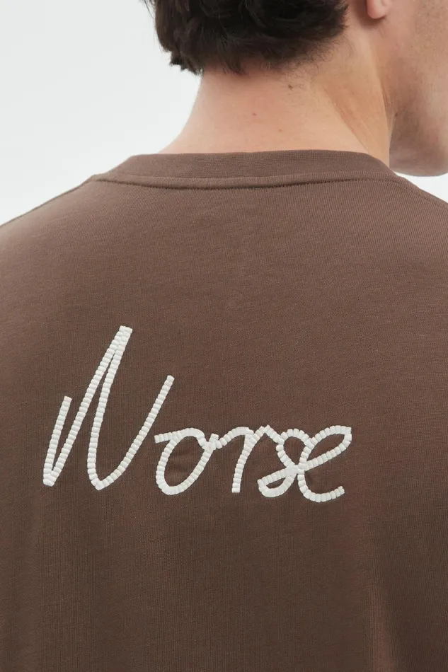 Men Norse Projects TShirts Johannes Chain Stitch Tshirt Heathland Brown