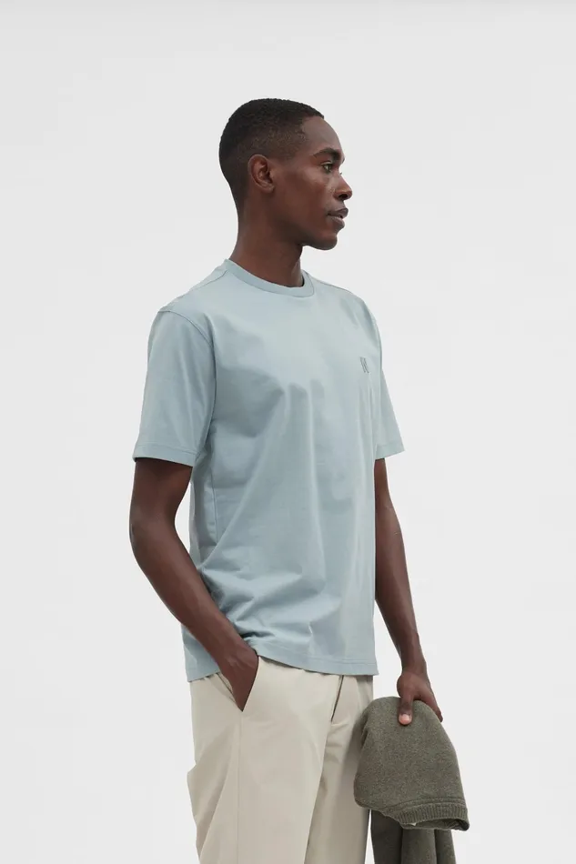 Men Norse Projects TShirts Johannes N Logo Tshirt Light Stone Blue