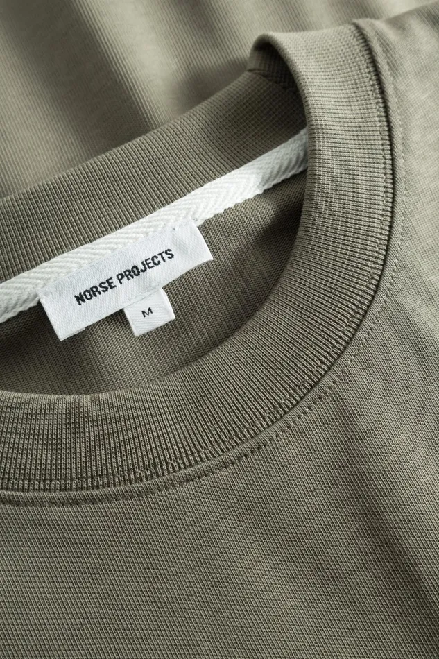 Men Norse Projects TShirts Johannes Organic Chain Stitch Logo Tshirt Sediment Green