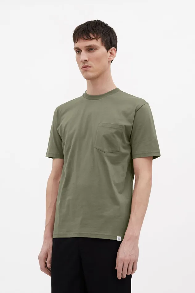 Men Norse Projects TShirts Johannes Organic Pocket Tshirt Sediment Green