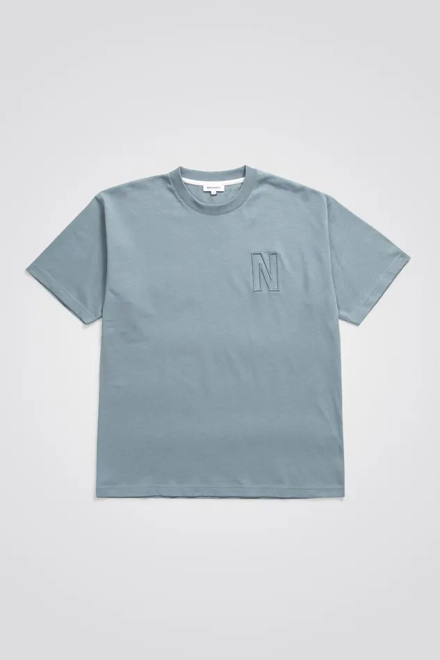 Men Norse Projects TShirts Simon Loose N Logo TShirt Dark Ice Blue