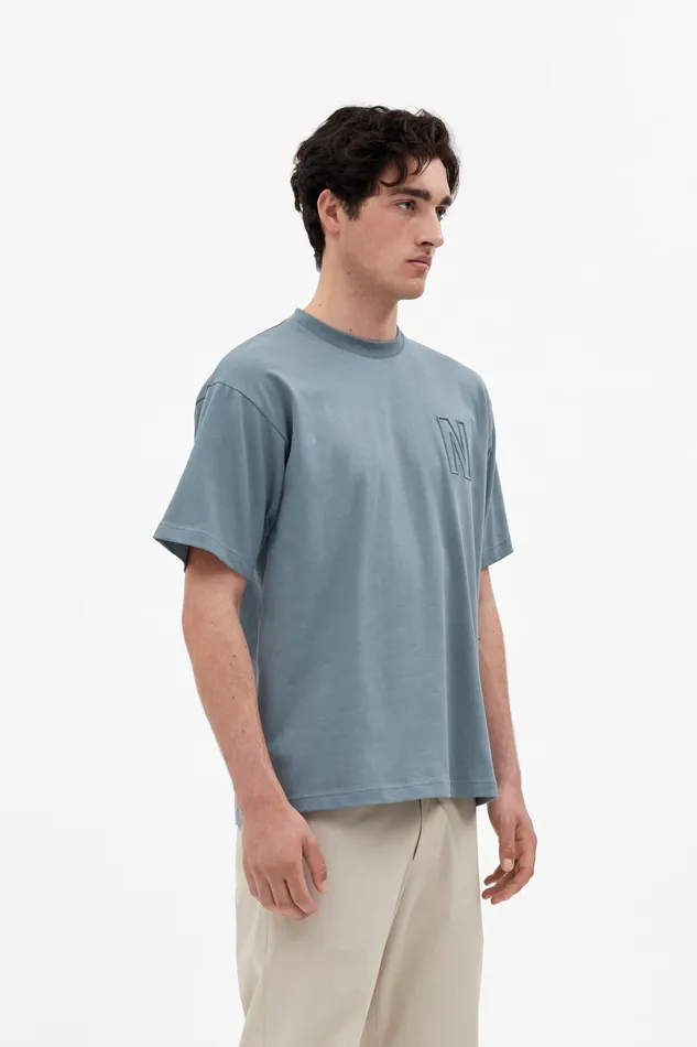 Men Norse Projects TShirts Simon Loose N Logo TShirt Dark Ice Blue