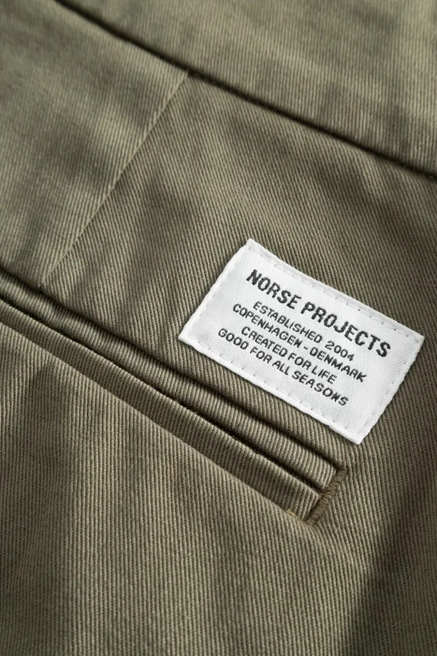 Men Norse Projects Trousers Aros Regular Light Stretch Chino Sediment Green