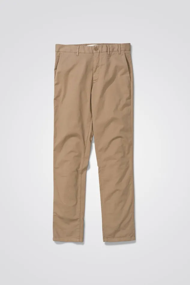 Men Norse Projects Trousers Aros Slim Light Stretch Chino Utility Khaki