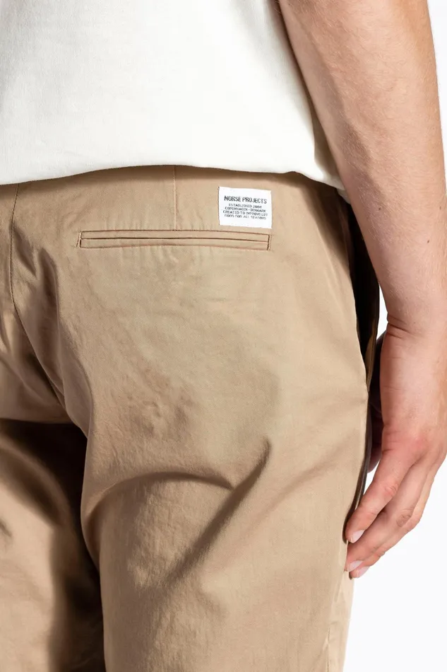 Men Norse Projects Trousers Aros Slim Light Stretch Chino Utility Khaki