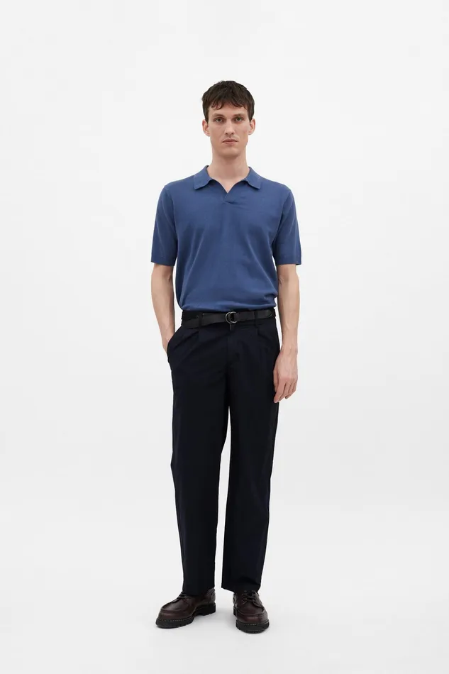 Men Norse Projects Trousers Benn Relaxed Typewriter Pleated Trouser Dark Navy
