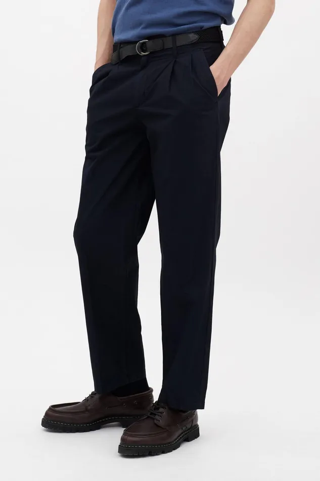 Men Norse Projects Trousers Benn Relaxed Typewriter Pleated Trouser Dark Navy