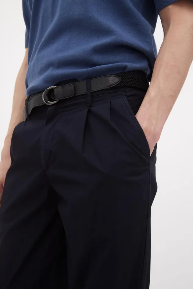 Men Norse Projects Trousers Benn Relaxed Typewriter Pleated Trouser Dark Navy