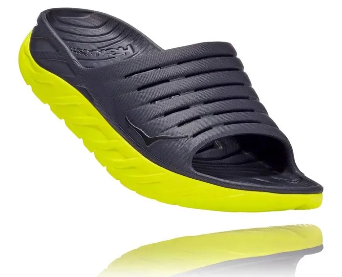 Men ORA Recovery Slide Odyssey Grey Evening Primrose HOKA ONE ONE Recovery Sandals