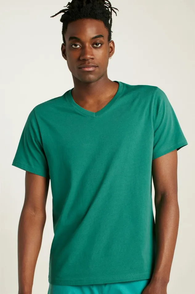 Men Organic Cotton VNeck Tee Bayou Teal Bonobos Short Sleeve Tees