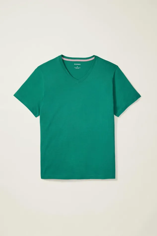 Men Organic Cotton VNeck Tee Bayou Teal Bonobos Short Sleeve Tees