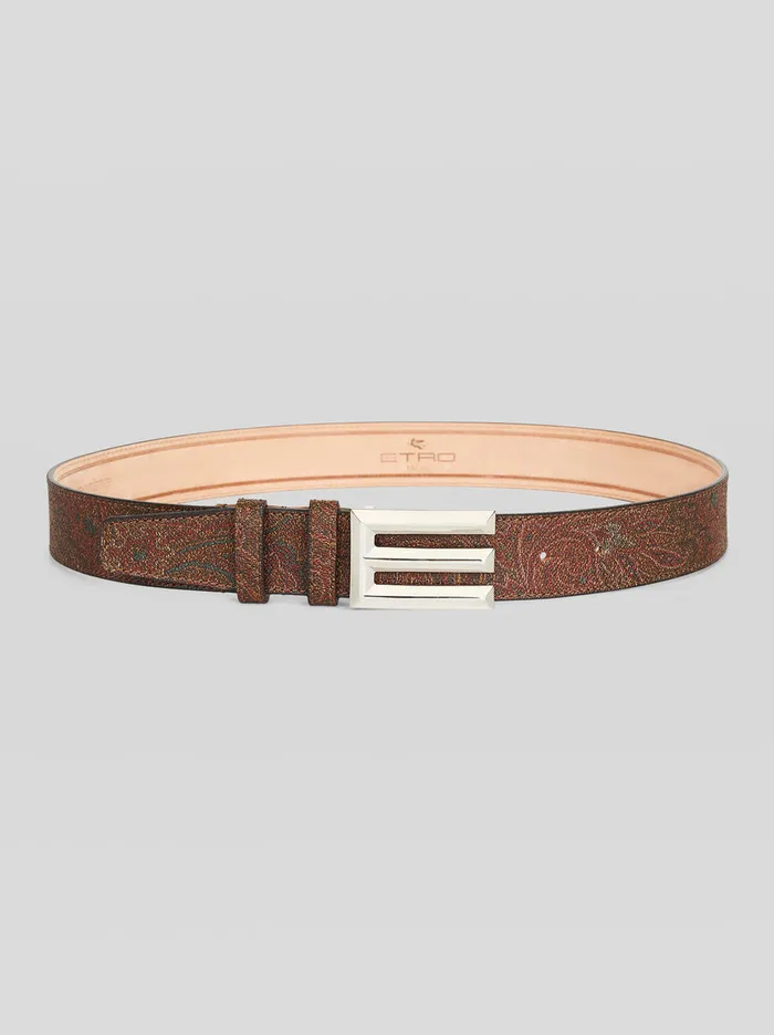 Men Paisley Belt With Logo Etro Belts