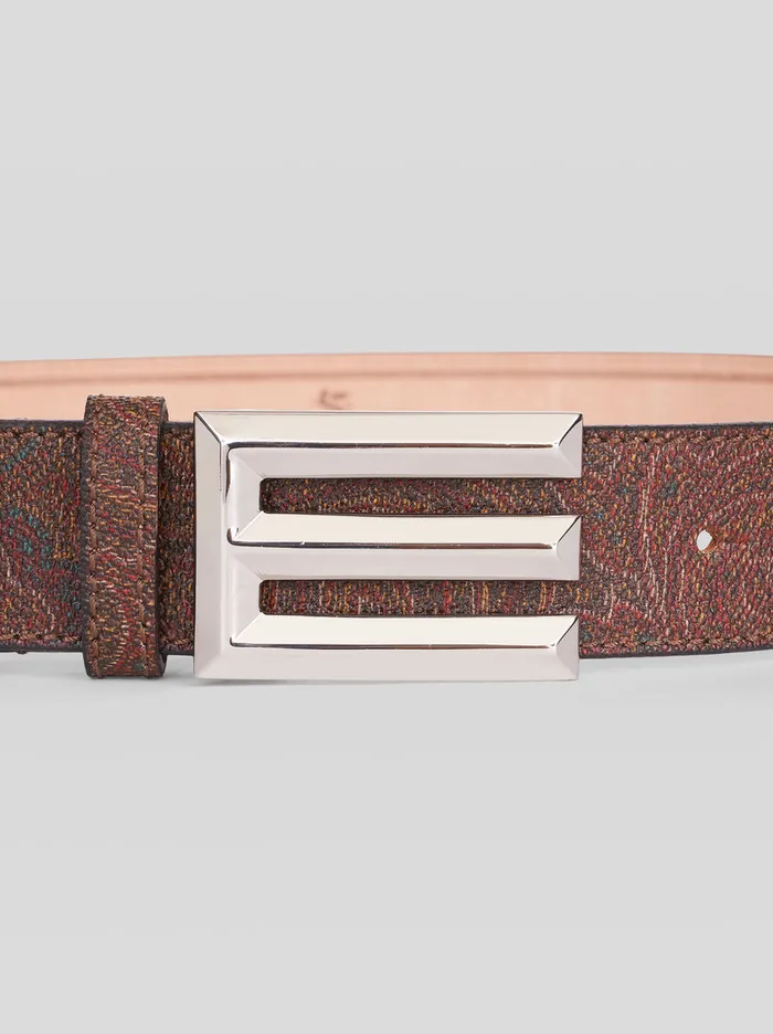 Men Paisley Belt With Logo Etro Belts