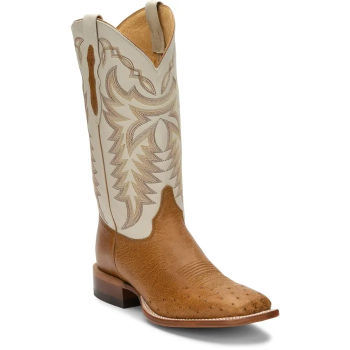 MEN Pascoe 13034 Smooth Ostrich Antique Saddle Justin Boots Western