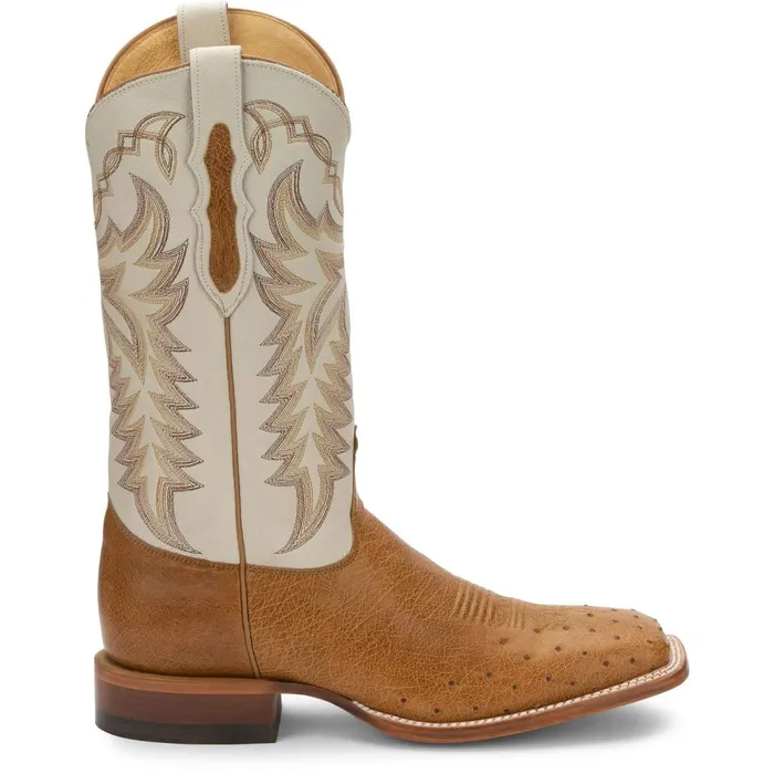 MEN Pascoe 13034 Smooth Ostrich Antique Saddle Justin Boots Western