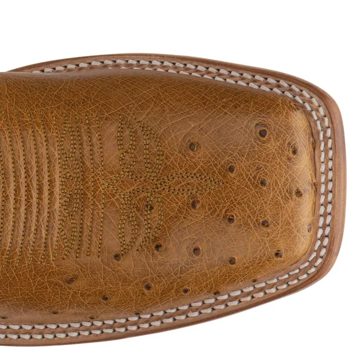 MEN Pascoe 13034 Smooth Ostrich Antique Saddle Justin Boots Western