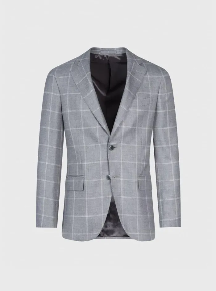 Men Paul Stuart Blazers and Jackets Cashmere and Silk Windowpane Jacket Light Grey Men Paul Stuart Blazers and Jackets Cashmere and Silk Windowpane Jacket Light Grey