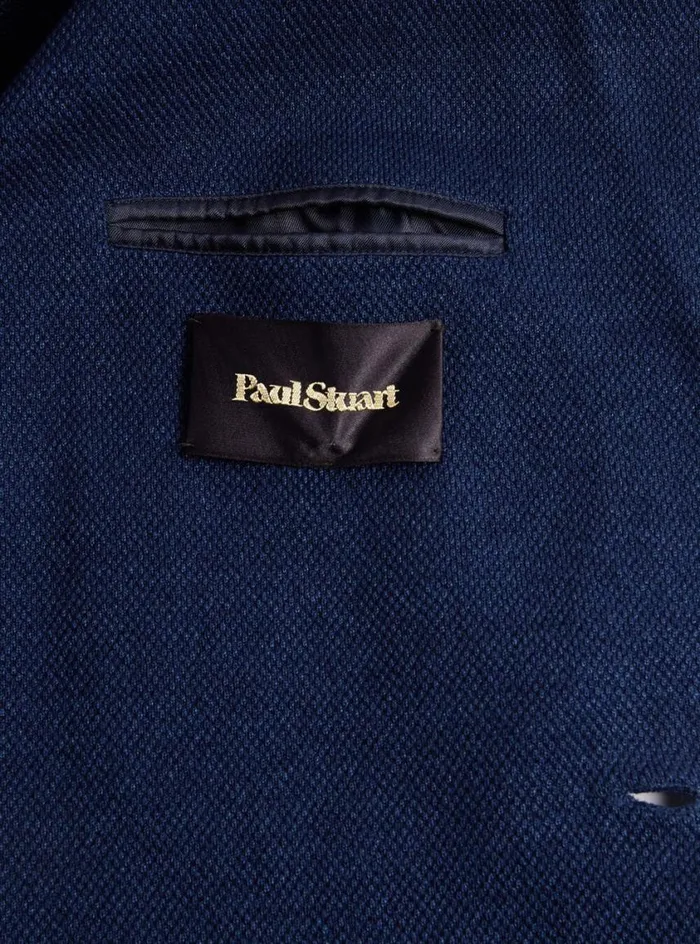 Men Paul Stuart Blazers and Jackets Linen and Cotton Piqu Knit Blazer Navy