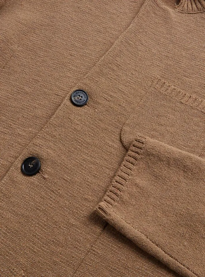 Men Paul Stuart Blazers and Jackets Washed Boucl Knit Jacket Tobacco