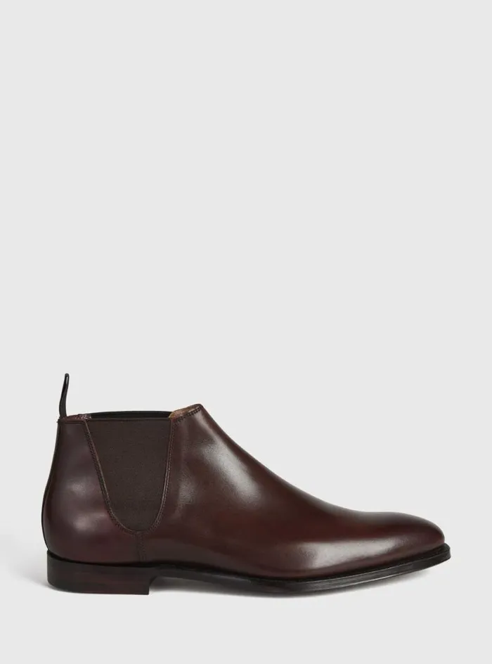 Men Paul Stuart Boots Leather Half Chelsea Boot Chestnut Brown