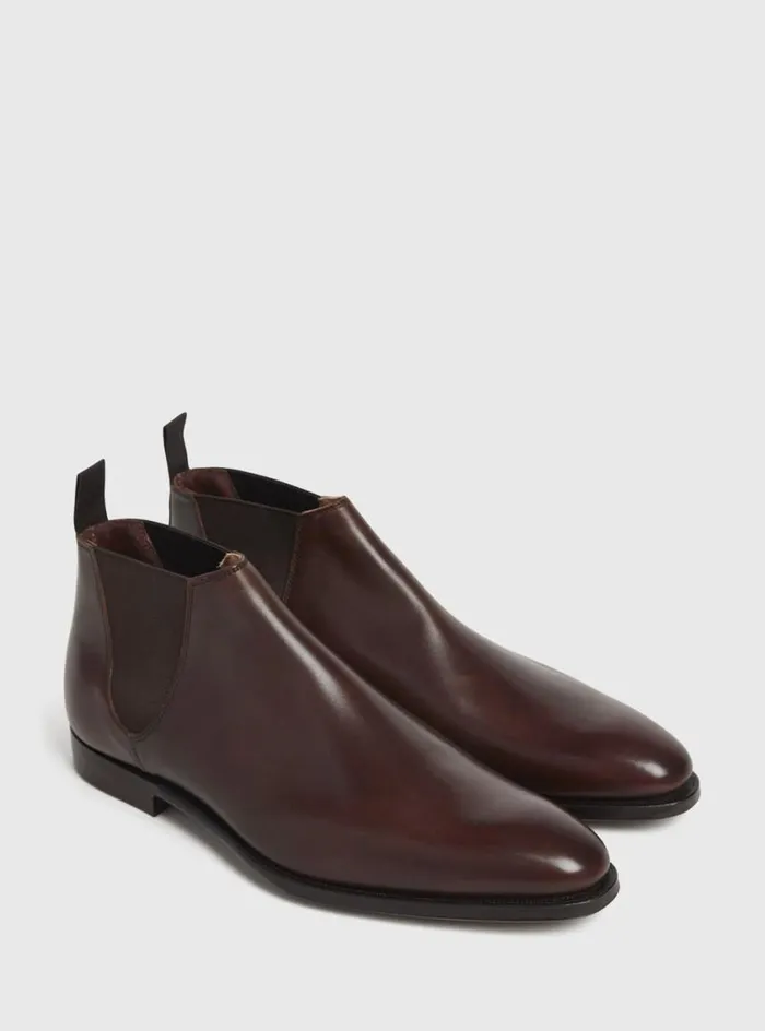 Men Paul Stuart Boots Leather Half Chelsea Boot Chestnut Brown Men Paul Stuart Boots Leather Half Chelsea Boot Chestnut Brown
