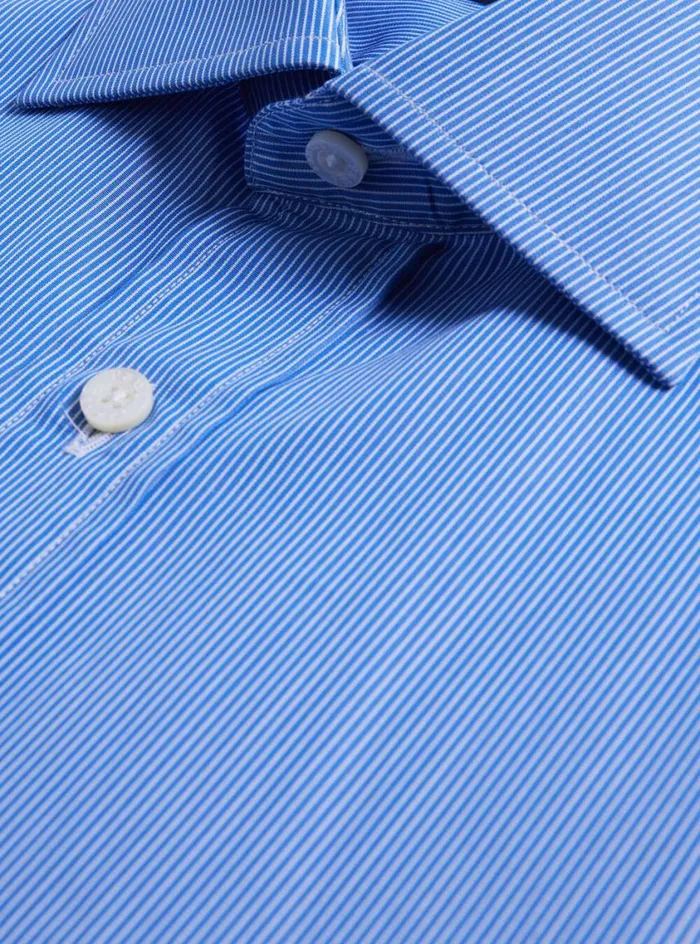 Men Paul Stuart Dress Shirts Stripe Slim Fit Dress Shirt Navy