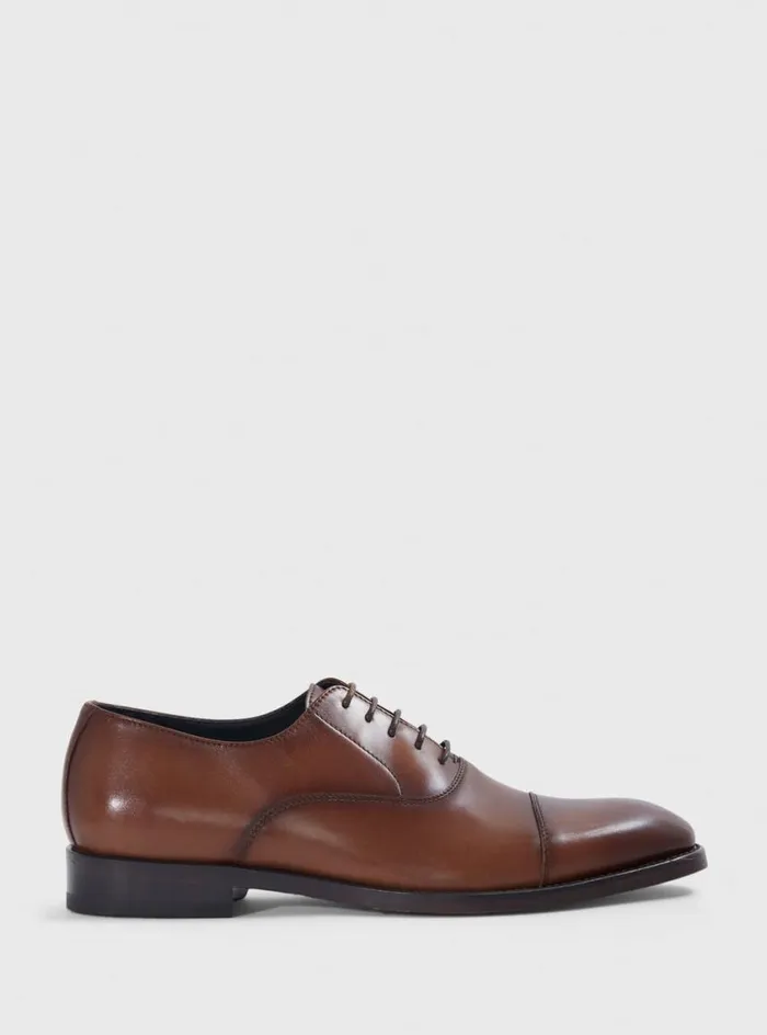 Men Paul Stuart Laceups and Oxfords Houston Leather Cap Toe Brown