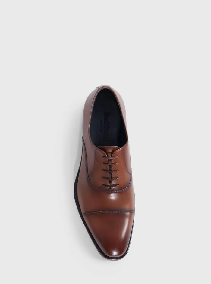 Men Paul Stuart Laceups and Oxfords Houston Leather Cap Toe Brown