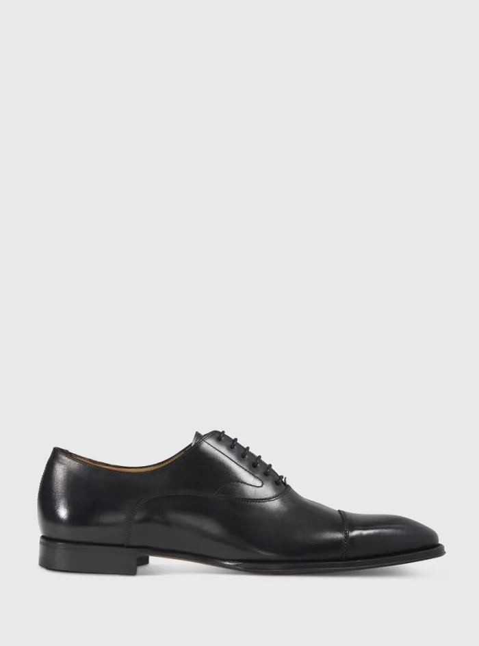 Men Paul Stuart Laceups and Oxfords Majestic Leather Cap Toe Oxford Black