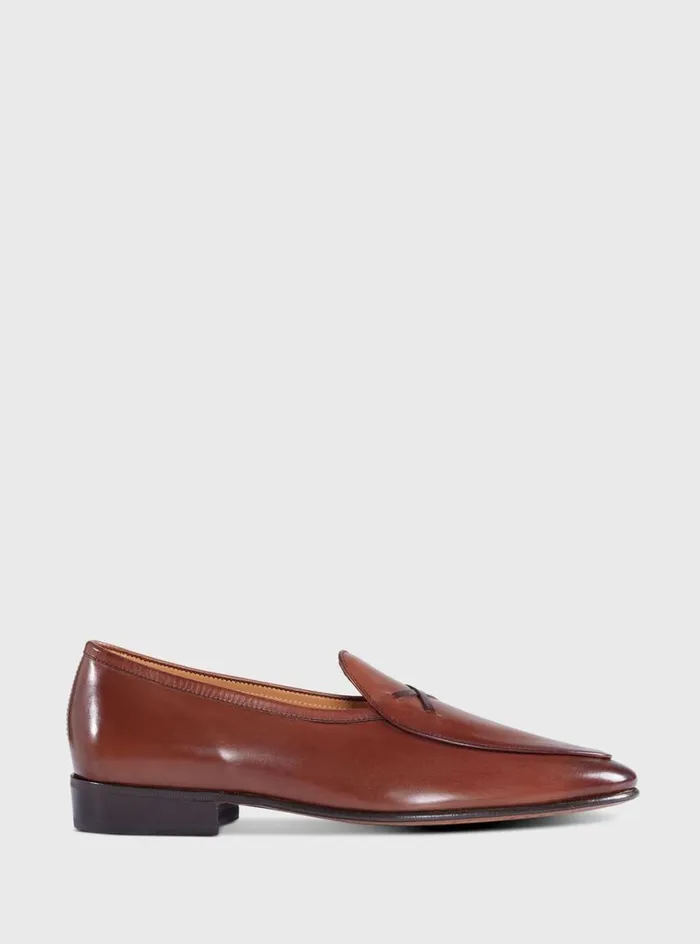 Men Paul Stuart Loafers Francisco Leather Moccasin Camel