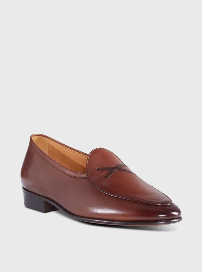 Men Paul Stuart Loafers Francisco Leather Moccasin Camel