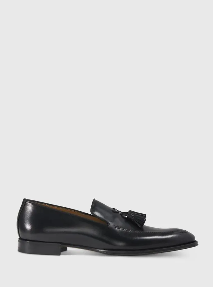 Men Paul Stuart Loafers Major Leather Tassel Loafer Black