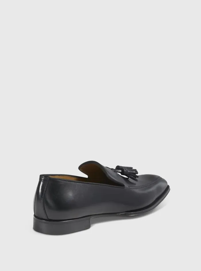 Men Paul Stuart Loafers Major Leather Tassel Loafer Black