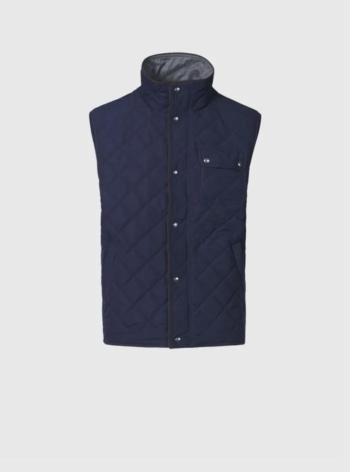 Men Paul Stuart Outerwear Diamond Quilted Vest Navy