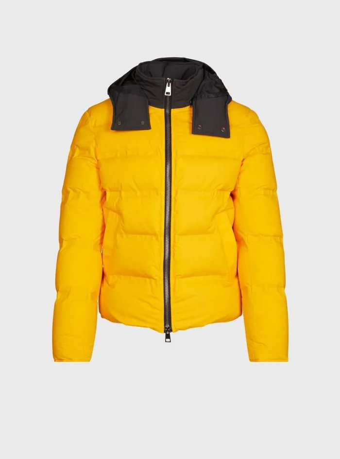 Men Paul Stuart Outerwear Down Hooded Puffer Jacket Blackyellow