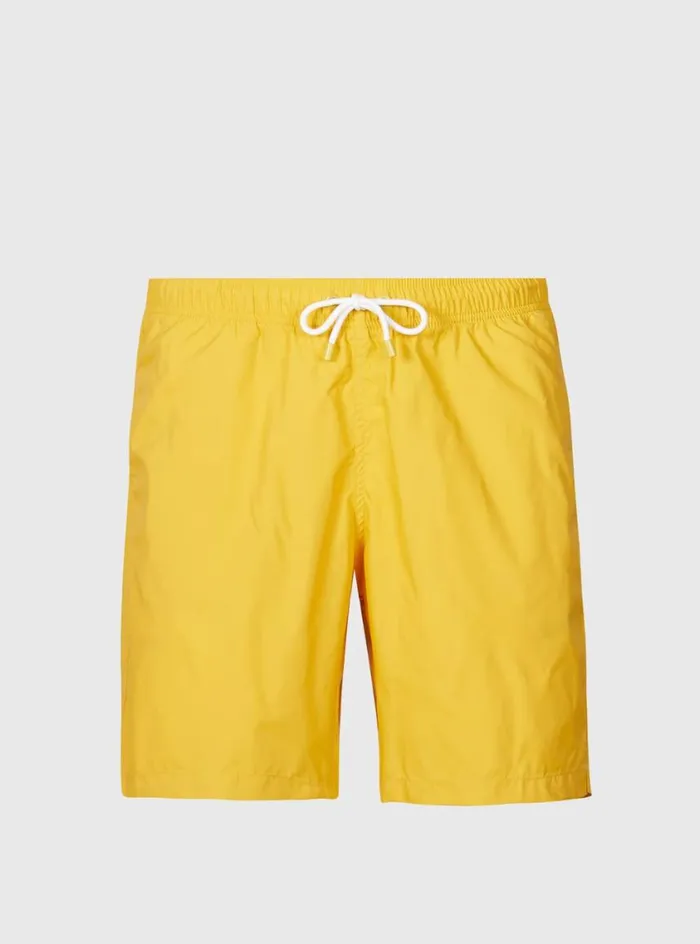 Men Paul Stuart Pants Nylon Solid Color Swim Trunk Yellow