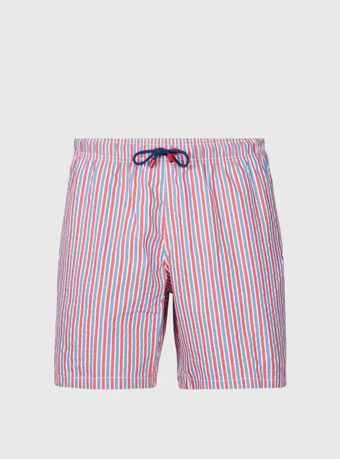 Men Paul Stuart Pants Seersucker Swim Trunk Redblue