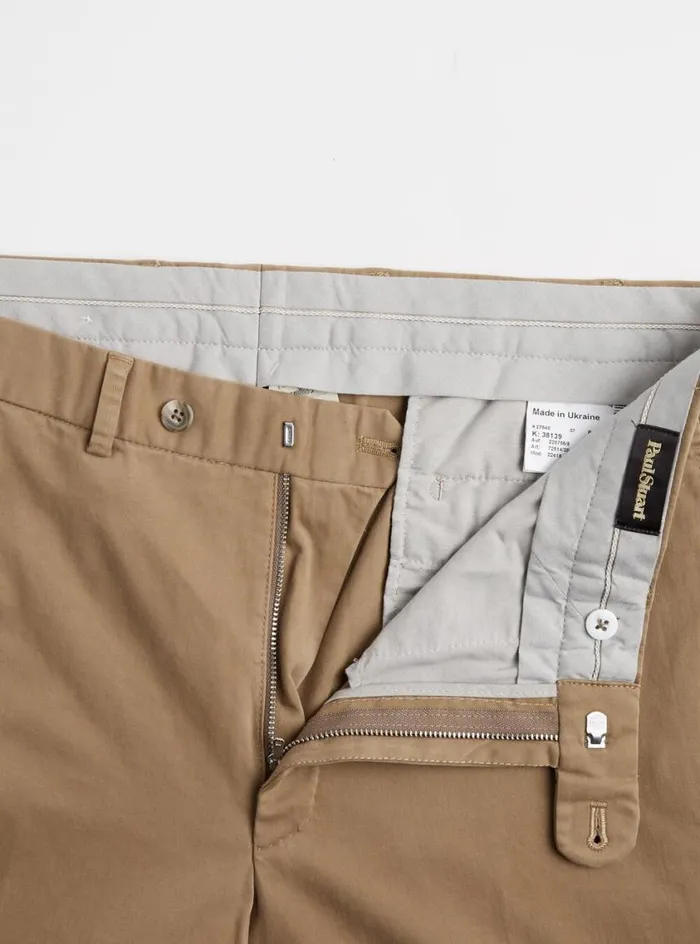 Men Paul Stuart Pants Solid Khaki Pant Khaki