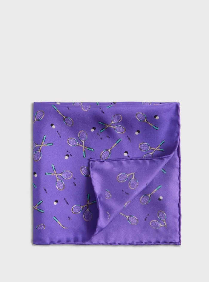 Men Paul Stuart Pocket Squares Silk Twill Tennis Racket Print Pocket Square Lilac Men Paul Stuart Pocket Squares Silk Twill Tennis Racket Print Pocket Square Lilac