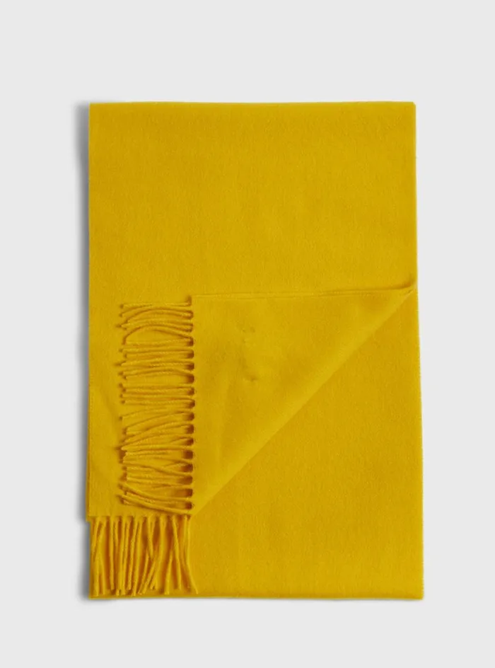 Men Paul Stuart Scarves Hats Gloves Cashmere Scarf With Fringe Yellow